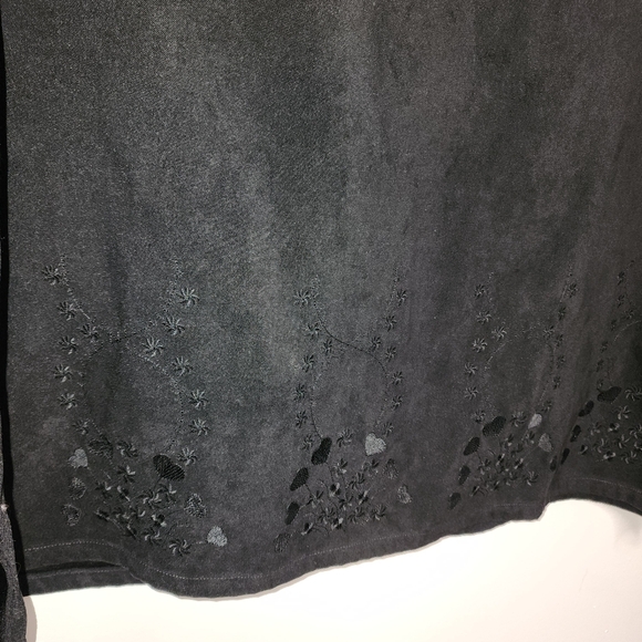 Vintage Mary McFadden embroidery details black sleevless maxi Lagenlook … - Picture 3 of 11